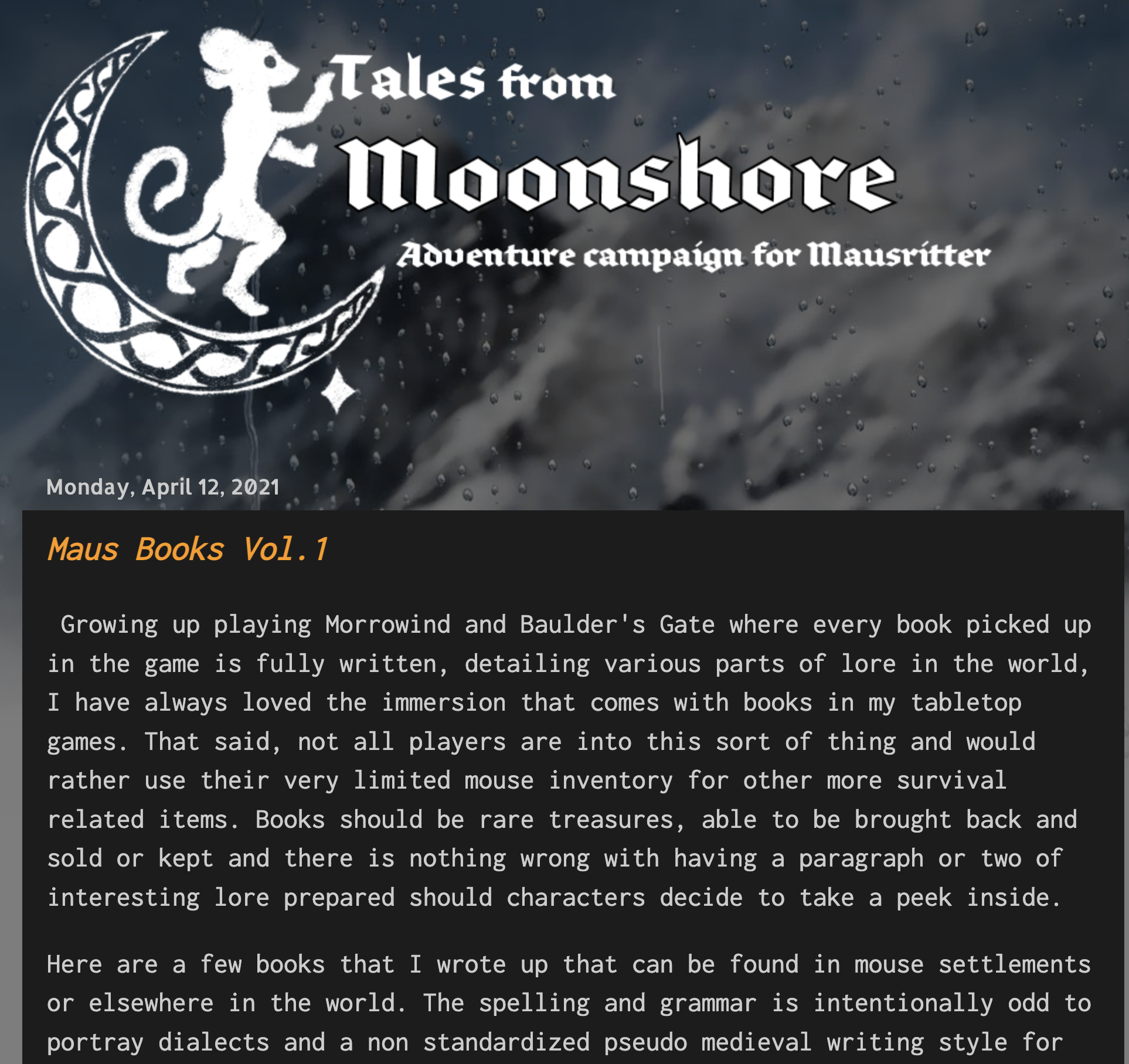 Making Moonshore Blog