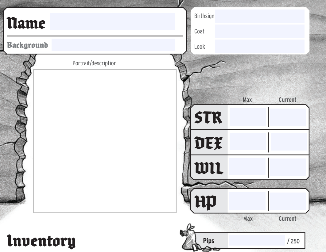 Mausritter Character Sheets – Form Fillable