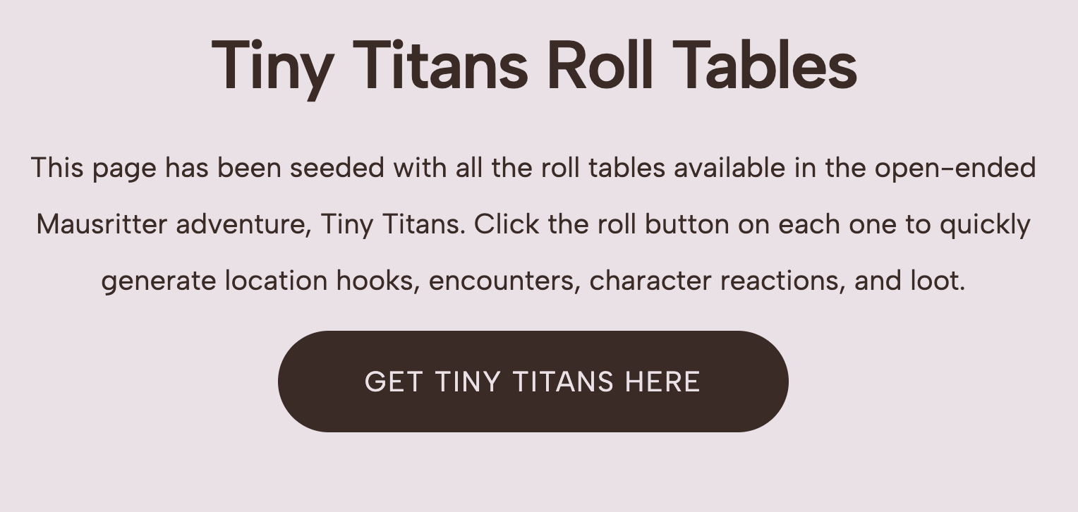 Tiny Titans Roll Tables
