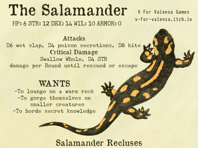 The Salamander | A Creature For Mausritter